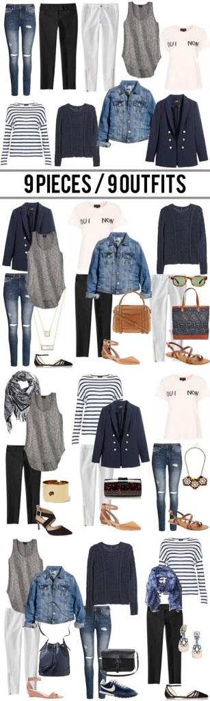9pieces9outfits | I have similar pieces to most of the ones she suggests and wouldn't necessarily think to put them together the way she has. Such a great idea! | lookingjoligood.wordpress.com
