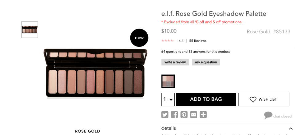 e.l.f. Rose Gold Eyeshadow Palette | lookingjoligood.wordpress.com