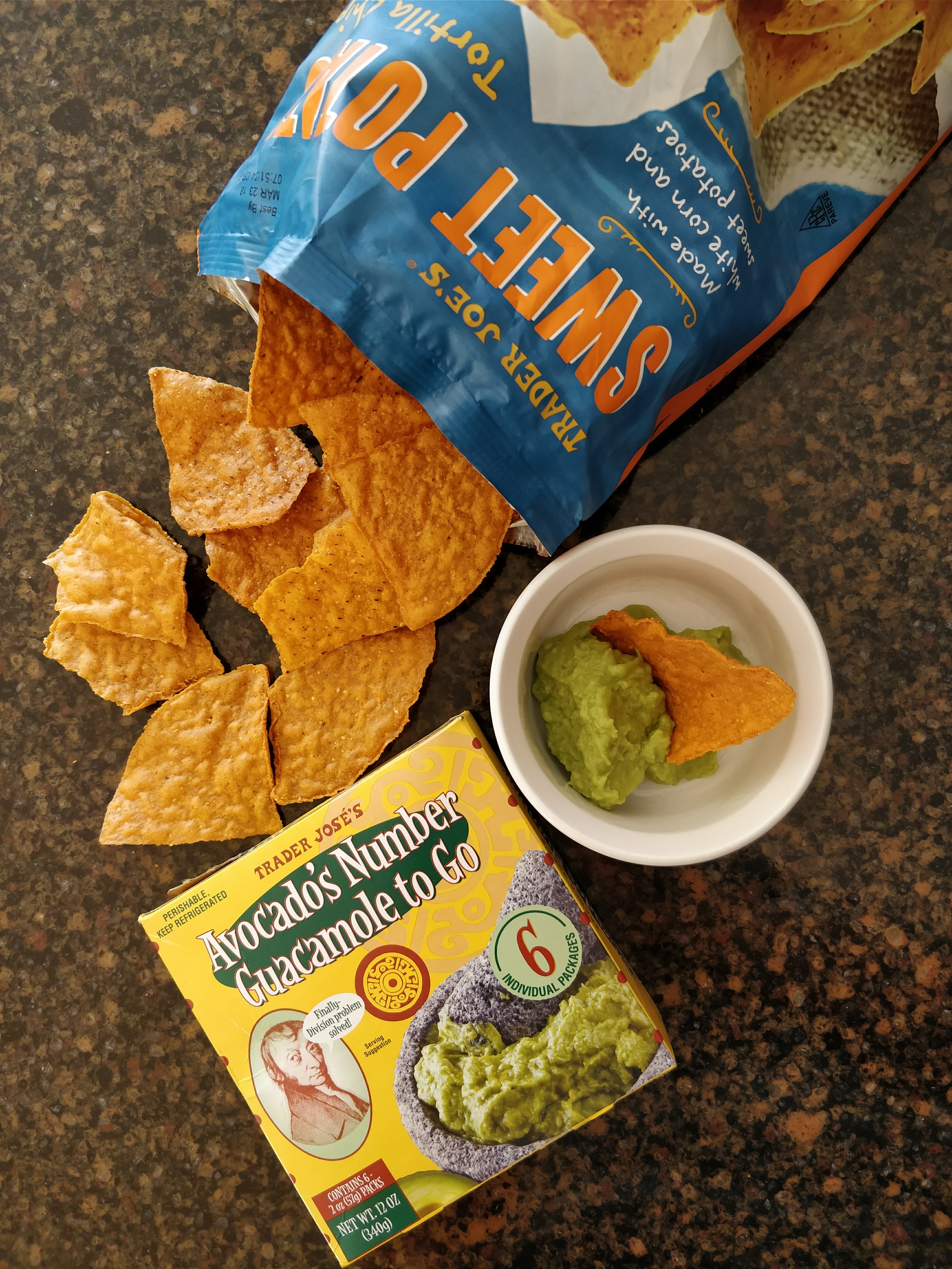 Trader Joes Guacamole and sweet potato chips | lookingjoligood.blog