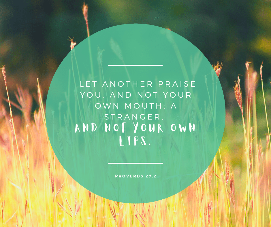 Proverbs 27:2 Let another praise you, and not your own mouth; a stranger, and not your own lips. Stop Bragging | lookingjoligood.blog