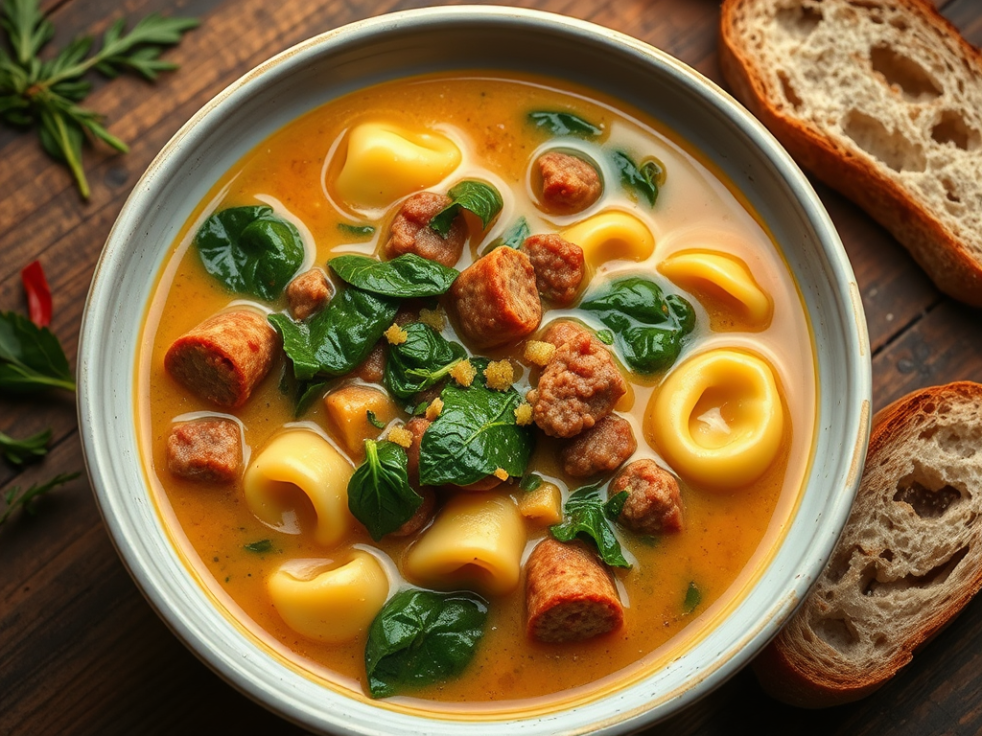 Crockpot Tortellini Soup with Sausage | lookingjoligood.blog