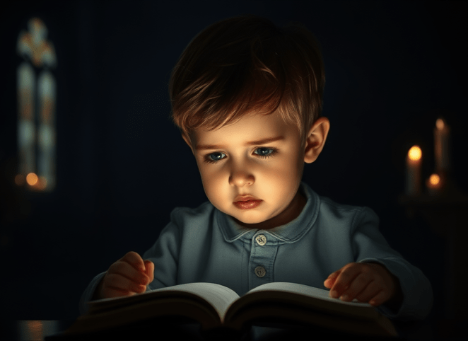 child reading the Bible
